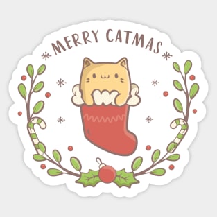 Merry Catmas cute Christmas kitty Sticker